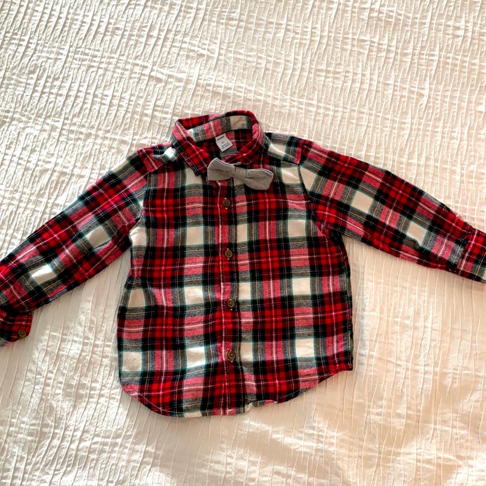 2T red plaid flannel dress shirt